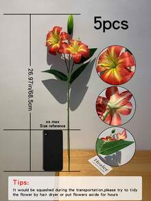 5pcs/3pcs/1pc (Pink&White) 26.97" Artificial Lily Flowers, Long Stem Artificial Stargazer Lilies With Full Bloom Lily & Tiger Bouquets For Home, Hotel, Wedding Decor, Bridal Backdrop, Bouquets, For Proposal, Valentine's Day, Halloween & Christmas, - Multicolor - View 35