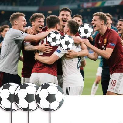 6支/12支装手持足球装饰扇，足球手扇，DIY散装手扇，支持足球运动员，夏季足球派对礼物，体育俱乐部装饰礼物（足球）