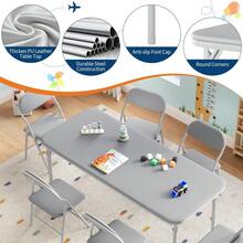 Juego de mesa y sillas plegables ultrasuaves y acolchadas de 5 piezas para niños – Muebles portátiles para actividades infantiles – Plegables para sala de estudio, comedor, guardería. - Gris - Ver 3