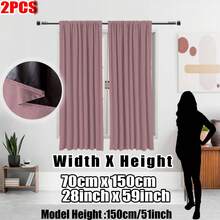 2 tấm rèm nhỏ màu hồng sen cản sáng, kiểu may túi luồn thanh treo, nhẹ, có lớp lót đen, chất liệu polyester, thích hợp cho nhà bếp, phòng ngủ, quán cà phê, văn phòng, giúp giảm ánh sáng, che nắng mùa hè. - Hồng - Xem 11