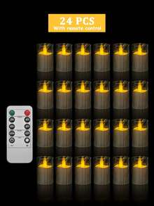 6/12/24pcs Flickering Flameless Candle Lights, With Timer Remote Control, Battery Powered LED Mini Wishing Candles, Suitable For Christmas, Halloween, Valentine's Day, Mother's Day, Dining Table, Room, Wedding, Party, Gift, Holiday - Gray-warm Light - View 10