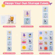 COSTWAY Portable Children Wardrobe With 12 Cubes And 2 Clothes Hanging Section, White - White - View 4