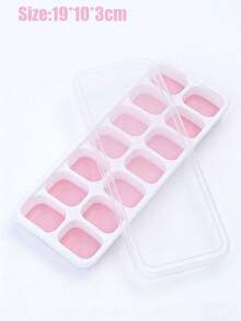 1pc Square Silicone 14-Cavity Ice Cube Tray With Lid, Soft Bottom Ice Cream Mold - Multicolor - View 5