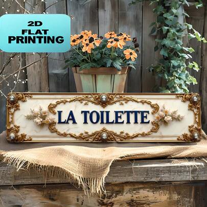 2D Flat Signage With Fashionable European-Style Floral Gold-Edged Marble Decor, Suitable For Bars, Living Rooms, Dining Rooms, Hotels, And Decorations For Halloween, Christmas, And Other Holidays. An Ideal Gift Choice, 2D Flat Design