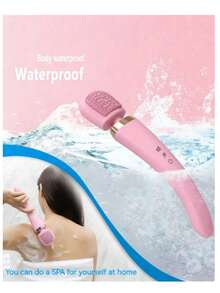 Multifunctional Rechargeable Silicone Electric Bath Brush With Vibration Function, Waterproof Shower Tool (Random Color Shipped) - Pink - View 3