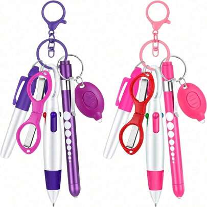 6pcs/Set Nurse Ballpoint Pen Set, Includes Ink Pens, Highlighters, Foldable Scissors And Stationery, Suitable For Office, Medical Staff, Nurse's Day Gift, Back To School Supplies, Teacher's Gift