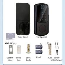 Fingerprint Smart Door Lock - Keyless Entry Door Lock Latch - 99 Biometric Fingerprint & 99 User Passwords, Multi-Function Unlocking (Password/Fingerprint/IC Card/Key), One-Key Auto Lock, Easy Installation Intelligent Electronic Fingerprint Door Lock - Black - View 4