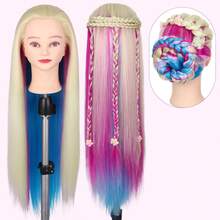 25 Inch Synthetic Hair Female Mannequin Head, Colorful Straight Hair For Hairstyling, Braiding And Makeup Practice - 1PC - View 2