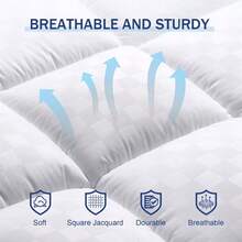 Extra Thick Mattress Pad Cover For Back Pain, Mattress Topper Cooling Mattress Protector With 8-21 Inch Deep Pocket, Overfilled Down Alternative Filling - 淺灰色 - 查看 4