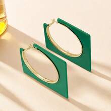 1件 时尚个性夸张高端大镂空方形女士耳环，简约独特菱形设计耳环 - 方形 - 查看 2