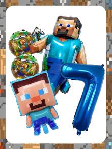 Minecraft Globos de aluminio con forma de personajes de dibujos animados con píxeles, adecuados para fiestas, eventos de fiestas con temática de dibujos animados, decoraciones de fiesta de cumpleaños, suministros para fiesta de revelación de género, decoraciones de fiesta de juegos, fiestas de cumpleaños y actividades de celebración con temas. - 2 piezas (color aleatorio) - Ver 17