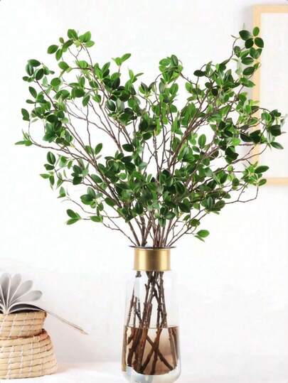4pcs 28.74 Inch Artificial Ficus Branches With Leaves, Fake Green Plant Stems, Faux Olive Branches, Suitable For Vase Filler, Dried Artificial Tree Branches, Ideal For Valentine's Day, Gifts, Birthdays, Graduations, Home Decor, Back To School, Study Supplies