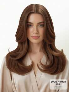 DNE HAIR 1 Piece NEW V-Shaped Clip In Hair Extensions Top-V 100% Human Hair Color 4# Light Brown Straight Hair For Women Easy To Style, Lightweight, Breathable, Invisible Suitable For All Hair Types And Daily Wear& Fashion Lovers - S4 - View 6