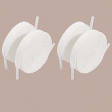 2 Pairs Polyester Flat Shoelaces, Suitable For Sneakers, Canvas Shoes And Casual Shoes, Multiple Colors Available - White - View 9