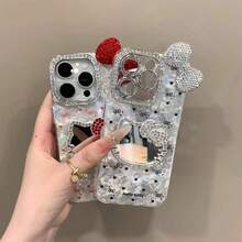 SANRIO 时尚创意手机壳，防水防震材质，激光全息爱心图案，3D水钻猫咪头像，水钻蝴蝶结，动漫风，奢华闪亮，可爱时尚，兼容 17系列、11/12/12 Pro、13/14/15、13 Pro/14 Pro/15 Pro、12 Pro Max/13 Pro Max/14 Pro Max/15 Pro Max、16、16 Pro、16 Pro Max、17、17 Pro、17 Pro Max，节日礼物，情人节、母亲节、端午节礼物，最佳选择 - 紅色 - 查看 2