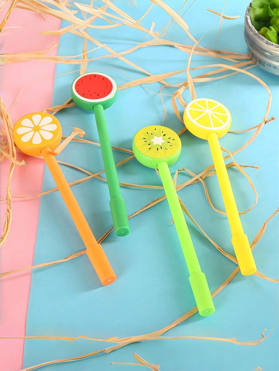 可爱水果棒棒糖造型中性笔，卡哇伊西瓜奇异果柠檬圆珠笔，适合学校和办公室使用。 - A - 查看 1