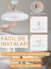 1pieza 30W Ventilador de techo de anillo LED,Ventilador de Techo con  de Luces, para Cocina/Baño/Dormitorio(Control de interruptor de luz de ventilador de zócalo) - Blanco-SU230-A1 - Ver 3