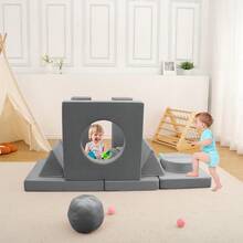 Sofá modular infantil de 12 piezas: sofá de juegos creativo y versátil para el dormitorio y la sala de juegos. Perfecto para jugar y decorar. - Gris oscuro - Ver 7