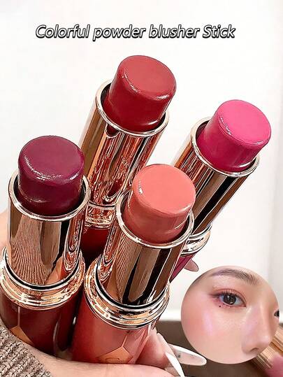 Gege Bear 1 pieza Barra de rubor mate, hidratante, iluminadora, de larga duración, sin manchas, de color natural, fácil de aplicar, definición de contorno