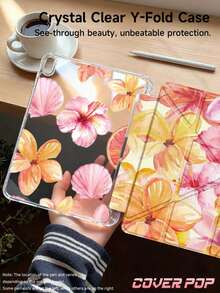 Hibiscus Flower Pattern Tablet Case Compatible With IPad Air 11-Inch M3 2025 / M2 2024, Air 5th Generation 2022 , (A16) 11 Inch 11th Generation 2025,Compatible With Samsung Galaxy Tab,Kindle Paperwhite 12th Gen 2024, Clear Back ,Fashion Pattern Protective Case,Autlueomatic Sleep And Wake-Up Function, Airbag Protection, Suitable For Gifts And Office Use - Multicolor - View 5