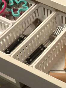 3pcs Plastic Narrow Drawer Storage Baskets, Suitable For Kitchen Drawers, Office Desks And Bathroom Drawers - Multicolor - View 2