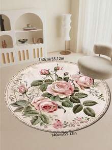 1pc Rose Pattern Round Carpet, Bedroom & Dining Room Rug - Fashionable Home Decor, Mother's Day Gift, Wedding Gift, Easter Gift, Suitable For Bedroom, Living Room, Dorm, Suitable For Living Room, Bedroom, Kitchen, Entryway, Outdoor Patio, Indoor Outdoor Commercial Entrance Mat, Home Decor, Decorative Rug, Bedroom Decor, Small Rug, Carpet, Home Decor, Living Room Rug, Living Room Small Rug, Bedroom Rug - Multicolor - View 4