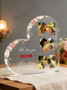 Customized Heart-Shaped Acrylic Decorative Item, Can Customize Photo Decorations To Capture Precious Moments With Parents, Personalized Decorative Item For Parents, Memorial Plaque For Mother's Day And Father's Day - Multicolor - View 9