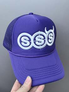 1pc Breathable Mesh Sunscreen Hat, Letter Embroidery Curved Brim Baseball Cap, Unisex Summer - A - View 12