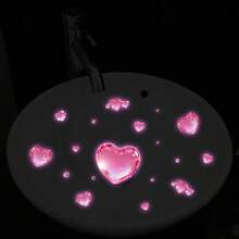 1 pieza Pegatina de baño con forma de corazón que brilla en la oscuridad, calcomanía luminosa con patrón de corazón removible, decoración de baño resistente al agua (apta para lavabo y inodoro) - Unitalla - Ver 2