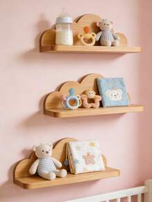 Cloud-Shaped Wooden Children's Storage Rack, Suitable For Storing Various Kids' Items In Living Room, Bedroom And Other Spaces - Multicolor - View 8