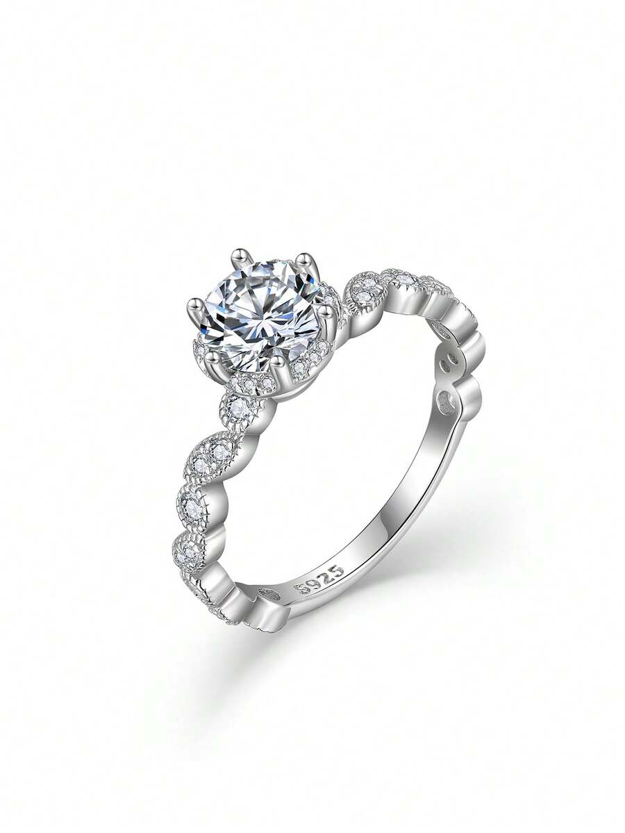 Anello in argento sterling S925 con moissanite, regalo per proposta di matrimonio, anniversario, San Valentino per lei, minimalista e versatile per uso quotidiano