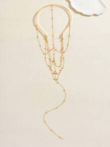 1件18K镀金多层阿拉伯风格奢华新娘头饰，土耳其和库尔德女性舞会及婚礼配饰 - 金黃色 - 查看 5