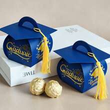 40pcs/20pcs/10pcs Graduation Cap Gift Boxes, Graduation Party Favors Candy Boxes With Tassels, Desktop Decor For 2026 Graduates - Multicolor - View 5