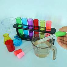 1 Set de Kit de Experimentos Científicos Coloridos, Herramientas Educativas Divertidas para Experimentos, Set de Experimentos Multicolor que Incluye Tubos de Ensayo, Vasos de Precipitados, Cuentagotas y Tazas Medidoras, Suministros Agradables para Experimentos Científicos en el Hogar y el Aula, Adecuado para Educación Familiar, Actividades en el Aula y Entusiastas de la Ciencia, Experimentos Interactivos y Divertidos - Serie de experimentos de color - Ver 5