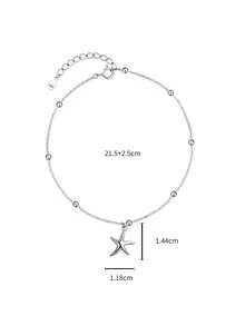 1pc S925 Sterling Silver Cute Starfish Anklet, Minimalist Ocean Style, Designed For Sweet And Lively Girls, Lightweight And Ankle-Hugging, Versatile Accessory For Beach Vacation And Daily Outfit - Starfish - View 10