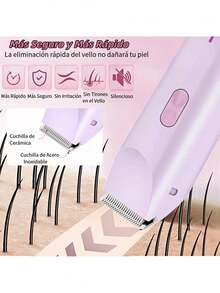 Depiladora Para Mujer Zona Intima,Afeitadora eléctrica y recortadora de vello corporal 2 en 1, recargable por USB, afeitado indoloro, uso en seco y húmedo, cuchillas de acero inoxidable, apto para piernas, línea del bikini, axilas - regalo de vacaciones, herramienta de belleza, diseño elegante, construcción resistente,vibradores sexuales mujer. - Morado - Ver 8