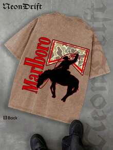 2026 Summer New Unisex T-Shirt,  ,,, Valentine's Day,Independence Day And Easter- Logo Print Crewneck T Shirt With Vintage Cowboy Silhouette Design For MenCasual Wear Unisex Style Camiseta Para Hombre Graphic Tees Jesus Shirts - 摩卡棕 - 查看 4