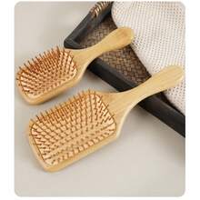 Lược chải tóc bằng tre, lược gỗ tự nhiên chống tĩnh điện, chăm sóc tóc và da đầu, chống tĩnh điện, dụng cụ tạo kiểu tóc mềm mại, đa năng. - Nhiều màu - Xem 2