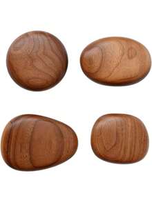 1/4 piezas Ganchos de pared de madera con forma de guijarro, ganchos para bata de baño, ganchos colgantes para decoración de habitaciones, sin necesidad de perforar - Marrón - Ver 7