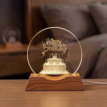 Lampe de chevet étoilée en acrylique avec fille et chat, lampe de bureau LED ronde en cristal avec base en bois, décoration de chambre mignonne et cadeau pour enfants - Plusieurs styles - Voir 2