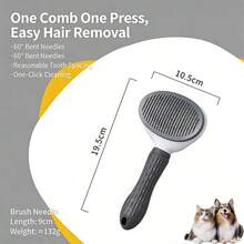 Bàn chải chải lông cho chó và mèo – Chức năng một nút bấm: loại bỏ lông, massage và làm sạch lông rụng – Nhẹ nhàng, không gây hư hại cho lông. - Nhiều màu - Xem 6