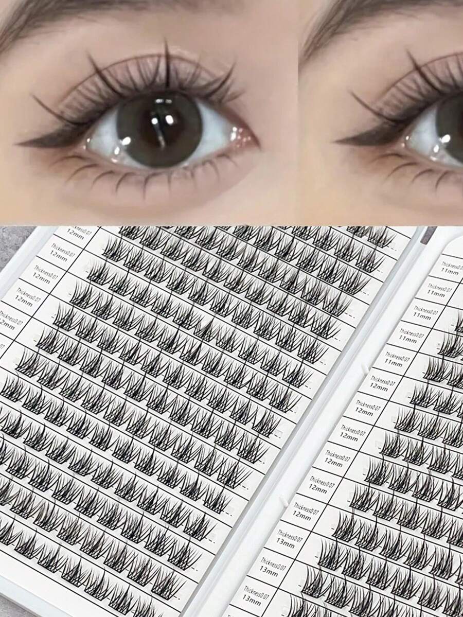 320pcs Eyelash Extension Book - C Curl, DIY Natural, Anime, Cross, Cluster & Fluffy Styles, Suitable For Beginners, Reusable, Mixed Length 11-13mm