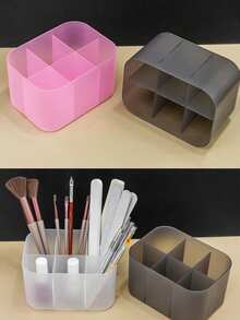 6-Grid Manicure Tool Box & Nail Art Brush Organizer, Desktop Storage Case For Nail Tools & Makeup Accessories, Suitable For Salon & Home Use - Multicolor - View 2