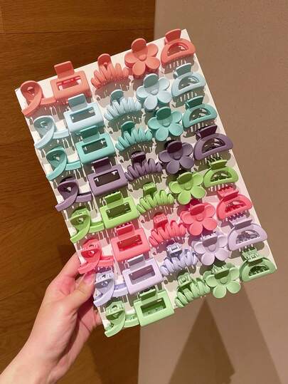 10pcs Random Multi-Color Cute Medium Hair Clips, Floral Square Hair Clips, Super Youthful, Daily Half Bun Bangs Clips, Beach Holiday, Gift Hair Accessories, Recommended