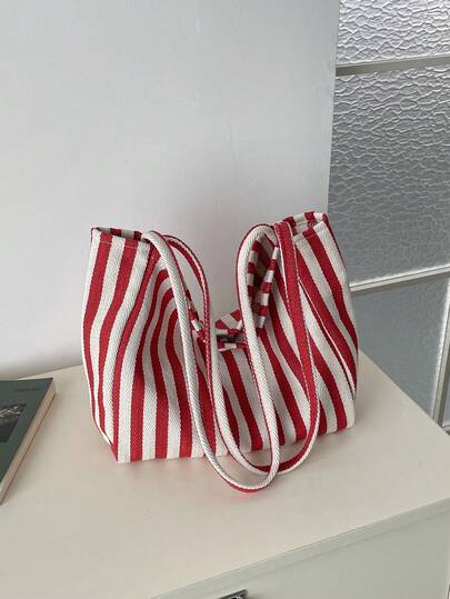 时尚复古条纹帆布手提包，大容量，用途广泛，是工作、上学或户外活动的理想之选，可用作背包、帆布包或沙滩包，适合海滩度假等各种场合。