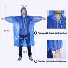 Design Rain Ponchos With Drawstring Hood Disposable Emergency Poncho For Adults - Blue - 查看 3
