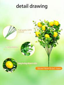 2 piezas/6 piezas Ramas artificiales de limón, plantas artificiales, decoración estacional, boda, graduación, mesa, habitación, oficina, jardín, interior, regalos de fiesta, dormitorio, Día de San Valentín, Pascua, decoración del hogar - Eucalipto Limón - Ver 10
