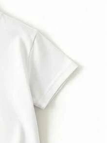 女童可爱兔子图案休闲圆领短袖T恤，甜美清新，夏季 - 白色 - 查看 4