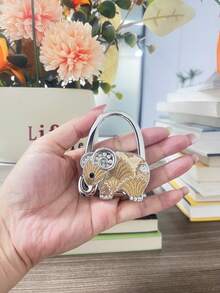 Chic Elephant Shaped Handbag Hook With Floral Pattern, Versatile Bag Hanger For Travel, Office, And Home - Cute, Organizer For Handbags, Purses, Totes, And Backpacks; Eye-Catching Accent Accessory For Spring Wardrobe Refresh; Perfect Gift Idea For Valentine's Day And Everyday Style Enthusiasts; Lightweight Metal Construction With Strong Load Support - Multicolor - View 7