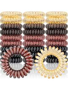 100个/包 女士高弹螺旋发圈 - 无痕、不伤发,采用耐用塑料制成,适合日常扎马尾辫 - 彩色 - 查看 2